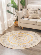Bohemian Round Indoor Rug - Soft Washable Area Mat