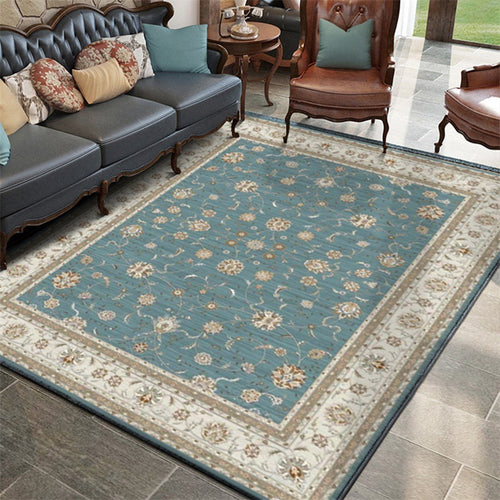 Bohemian Floral Blue Area Rug for Bedroom Decor